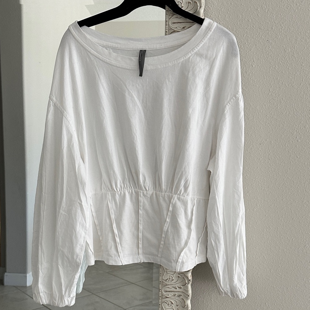 Anthropologie White Long Sleeve Top